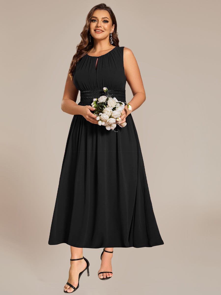 ever LIORAEL|Ruched Chiffon Midi Bridesmaid Dress