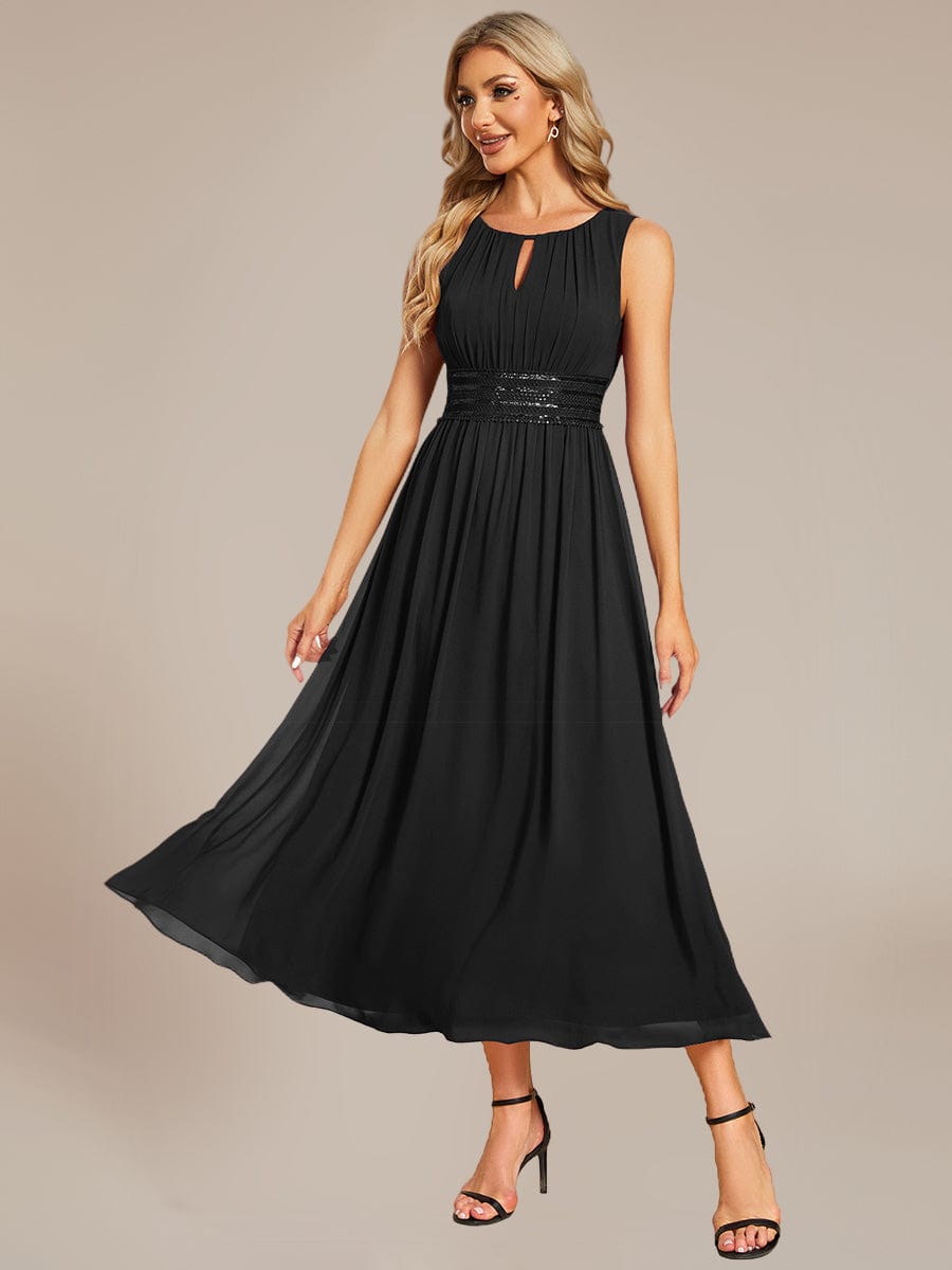 ever LIORAEL|Ruched Chiffon Midi Bridesmaid Dress