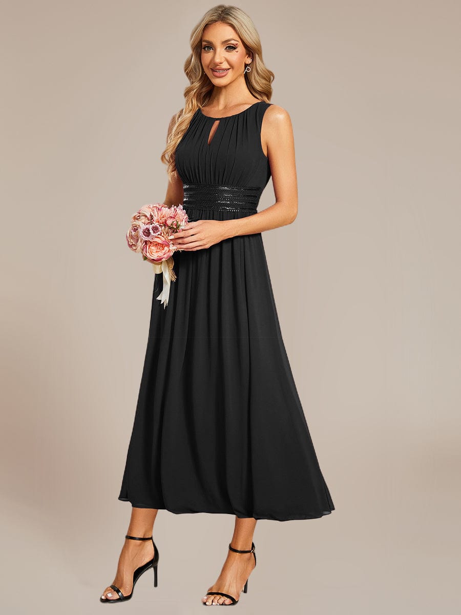 ever LIORAEL|Ruched Chiffon Midi Bridesmaid Dress