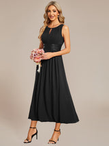 ever LIORAEL|Ruched Chiffon Midi Bridesmaid Dress