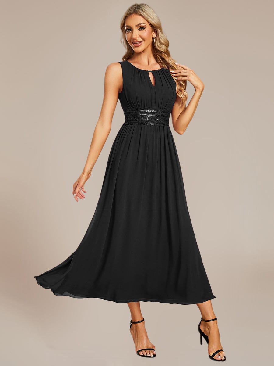 ever LIORAEL|Ruched Chiffon Midi Bridesmaid Dress