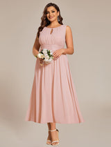 ever LIORAEL|Ruched Chiffon Midi Bridesmaid Dress