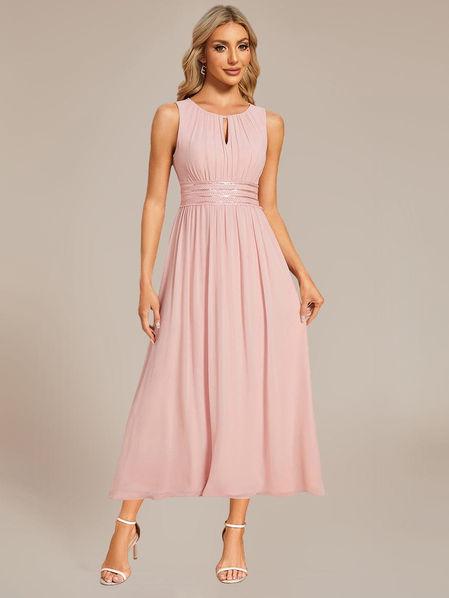 ever LIORAEL|Ruched Chiffon Midi Bridesmaid Dress