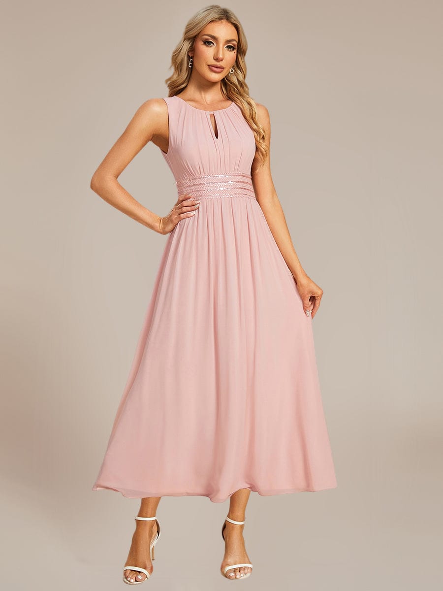 ever LIORAEL|Ruched Chiffon Midi Bridesmaid Dress