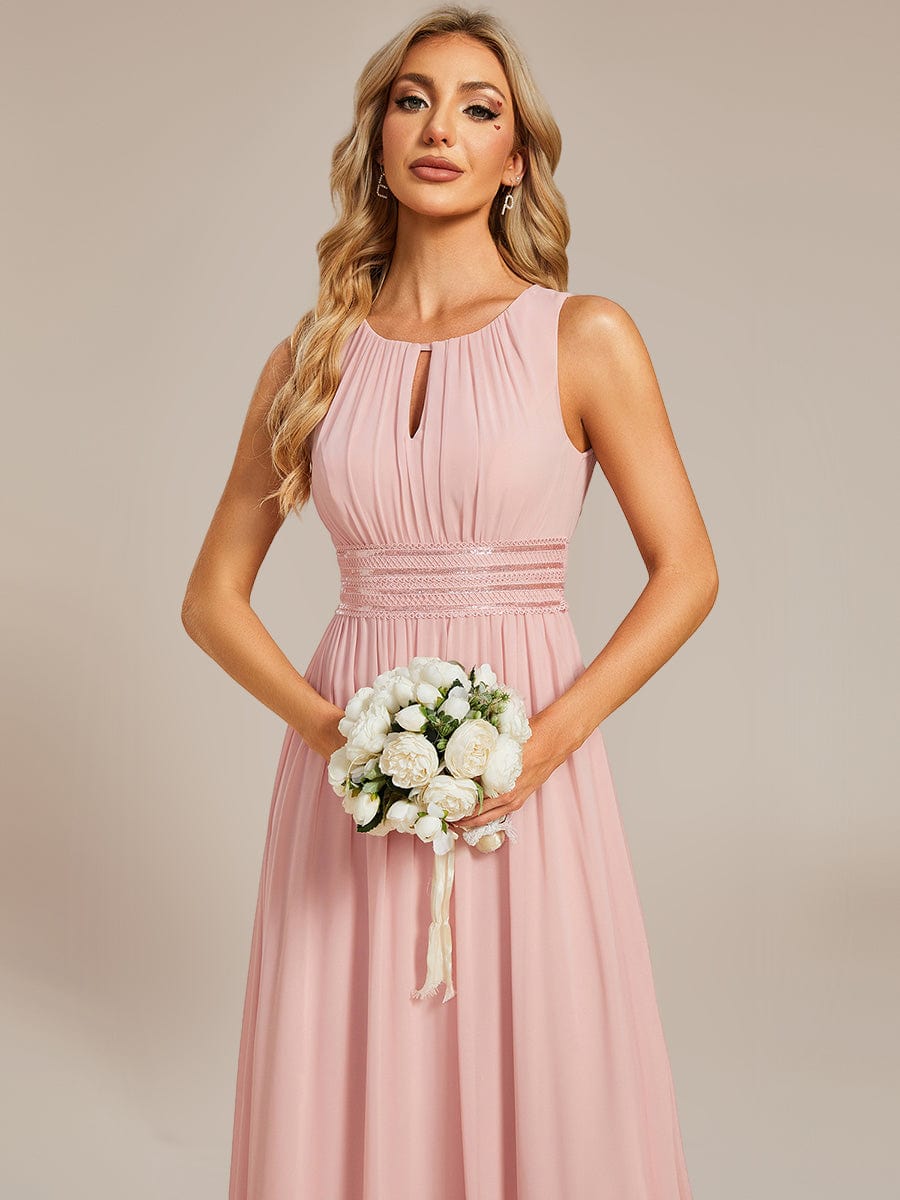 ever LIORAEL|Ruched Chiffon Midi Bridesmaid Dress