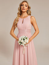 ever LIORAEL|Ruched Chiffon Midi Bridesmaid Dress