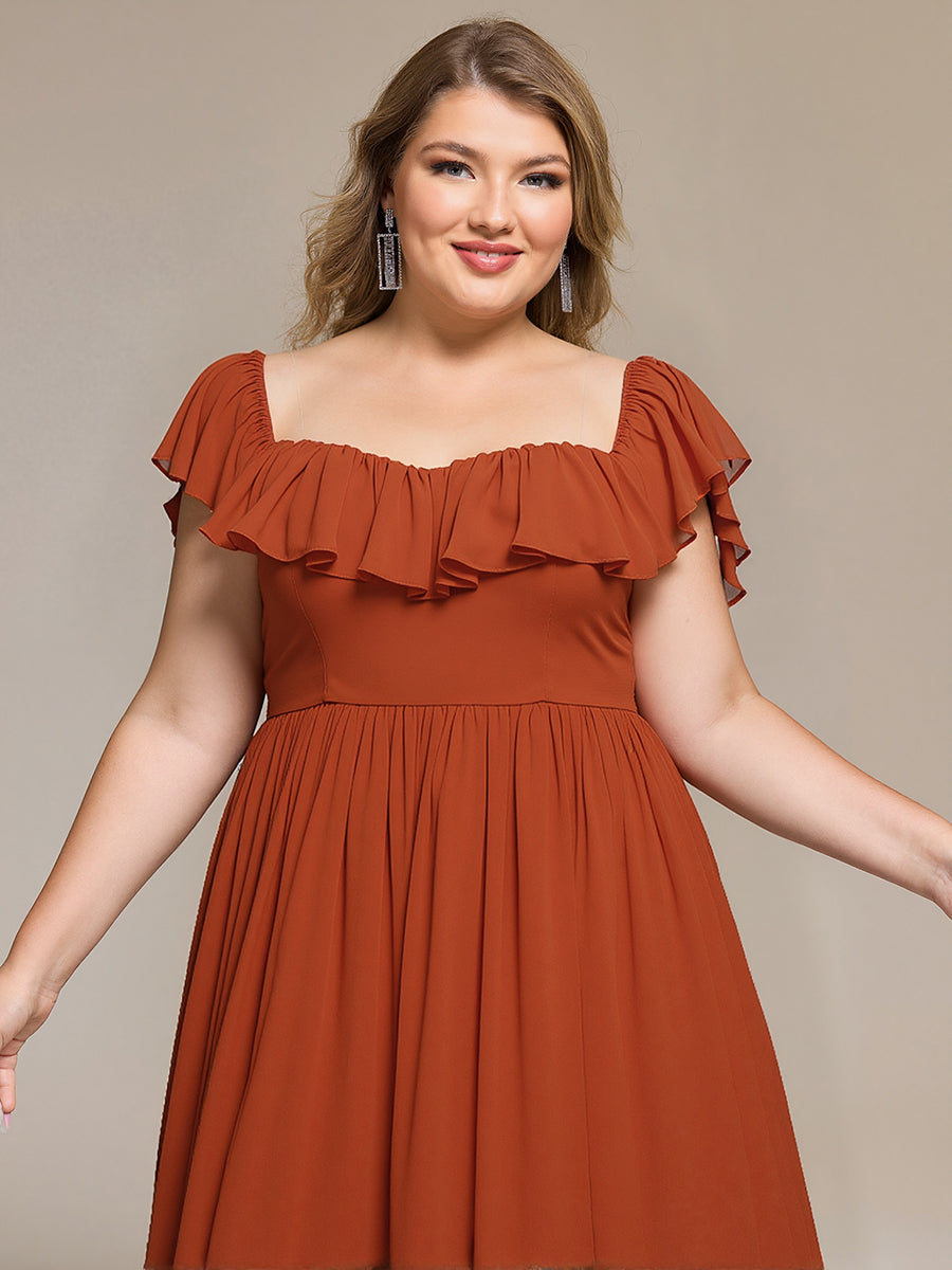 Lace-Up Chiffon Ruffle Sleeve Evening Dress
